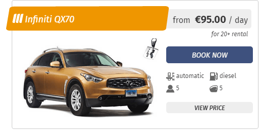 Infinity QX70 luxury rent a car in Sofia